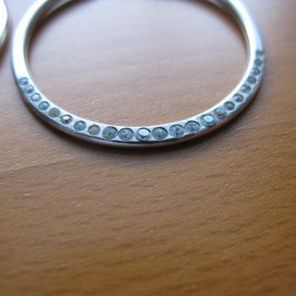 Kenneth Cole Silver Hoop Earrings w/ stone inlay - Picture 2 of 3